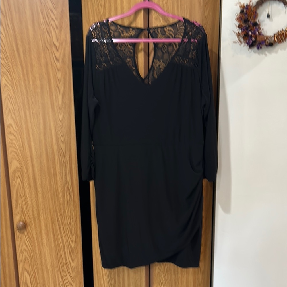 Maurices Black Long Sleeve Dress with Lace Detail